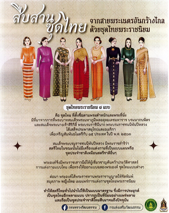 ประชาสัมพันธ์ องค์ความรู้ ชุดไทยพระราชนิยม 8 แบบ
