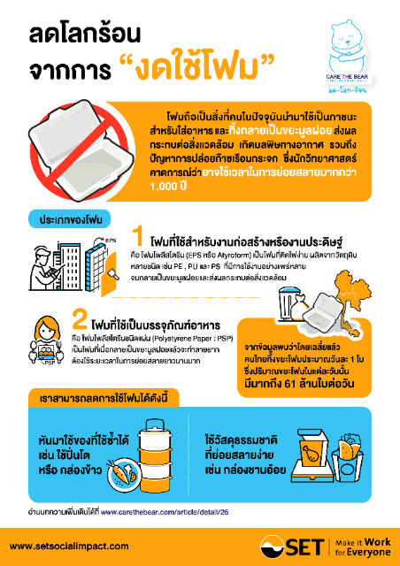 รณรงค์ลดโลกร้อน จากการงดใช้โฟม